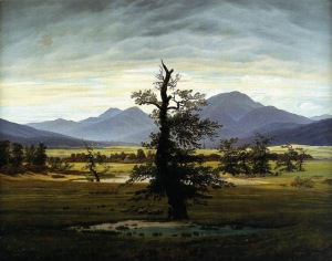 Friedrich Caspar David  - Village Landscape in Morning Light (The Lone Tree) - 1822.